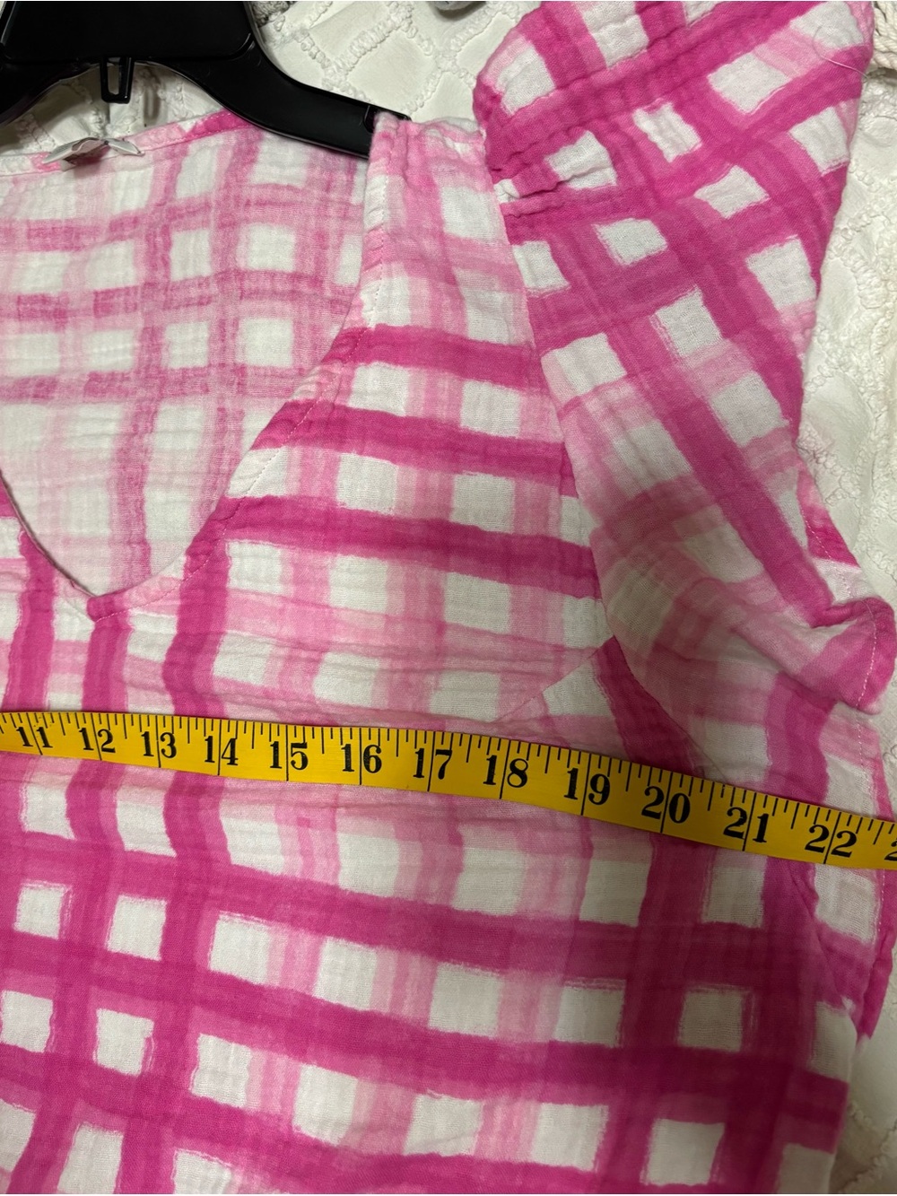 Cato Pink and White Plaid V-Neck Dress with Flutter Sleeves XL - Picture 5 of 6